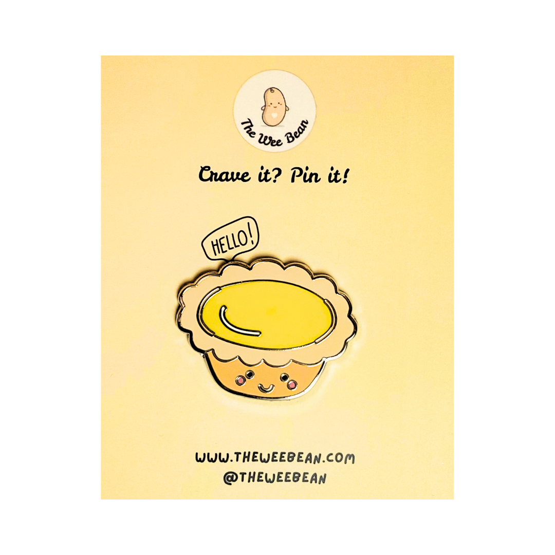 the wee bean egg tart enamel pin