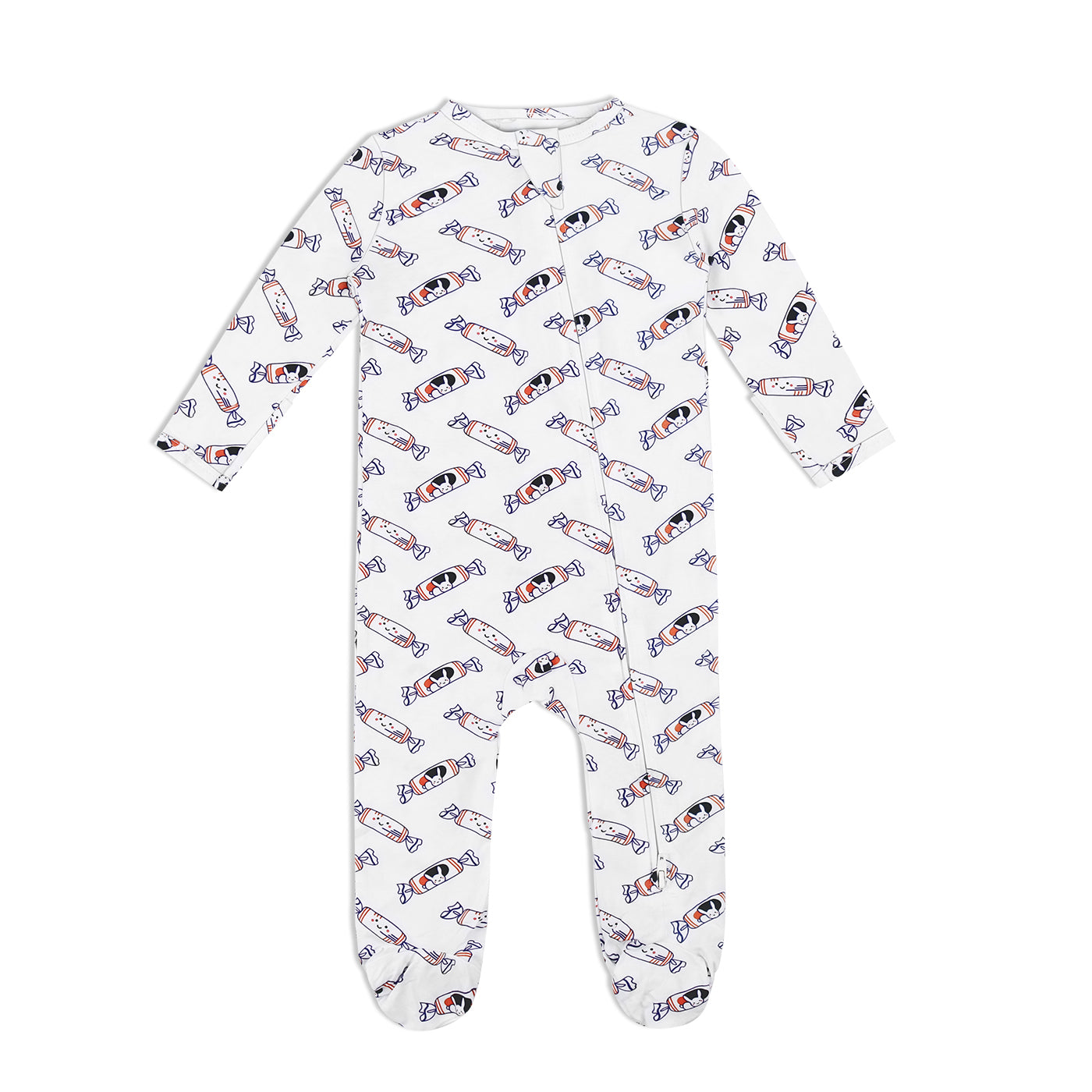 the wee bean organic cotton bamboo blend bunny candy rabbit sleepwear pajamas zipper romper 