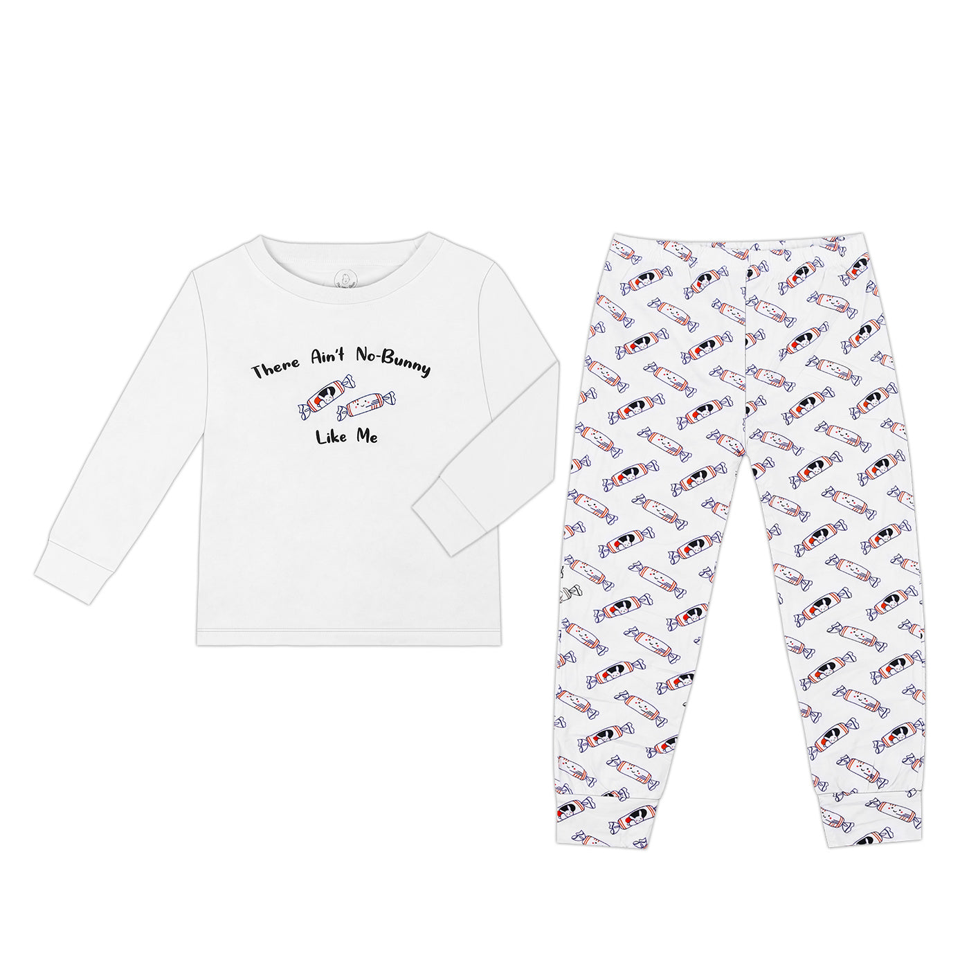 the wee bean organic bamboo cotton blend toddler kids sleepwear pajama set in bunny candy