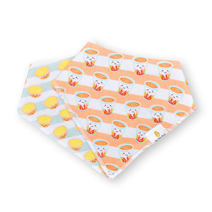 the wee bean organic cotton baby bandana bibs in milk tea and egg tart