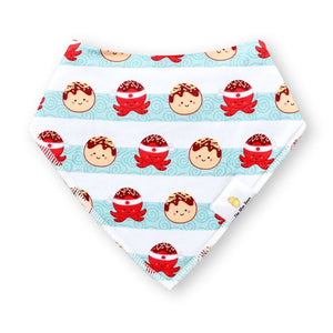 the wee bean organic cotton bib in takoyaki octopus balls