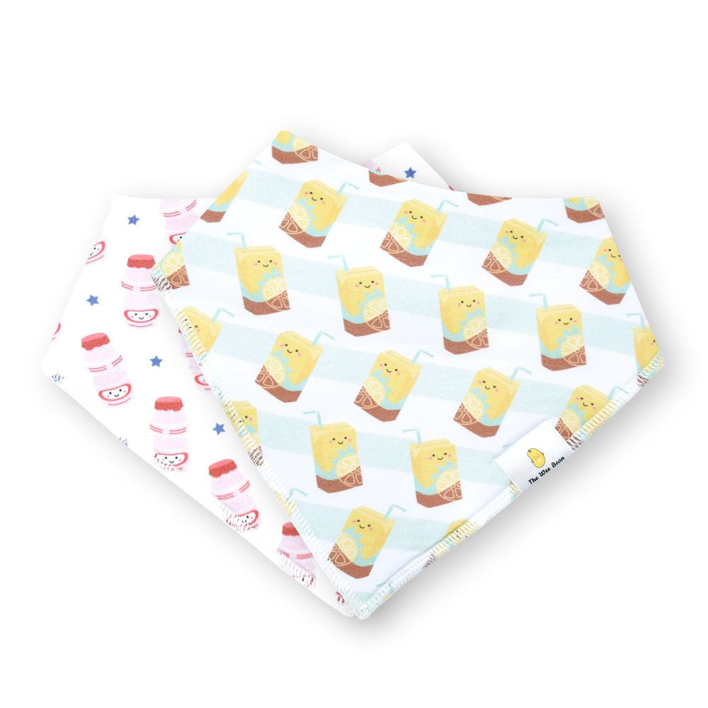 the wee bean organic cotton baby bandana bib yogurt drink yakult vita lemon tea