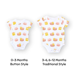 the wee bean organic cotton bodysuit onesie romper in dim sum taste of hong kong collection