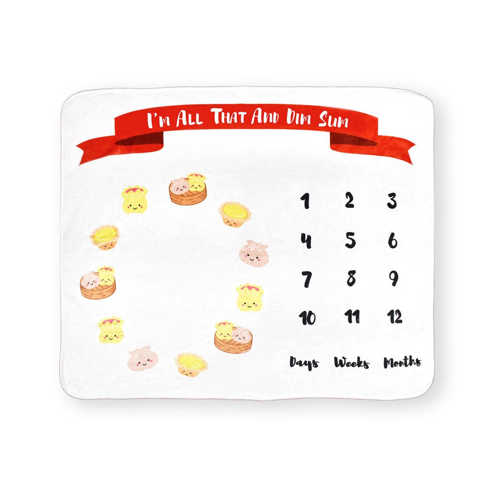 the wee bean taste of hk collection dim sum fleece milestone blanket flatlay