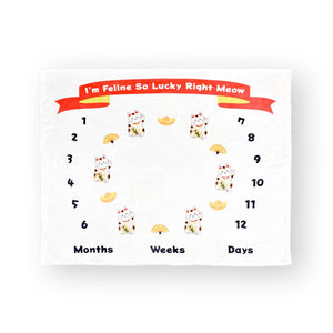 the wee bean fleece blanket milestone blanket growth tracker in fortune lucky cat print from taste of japan