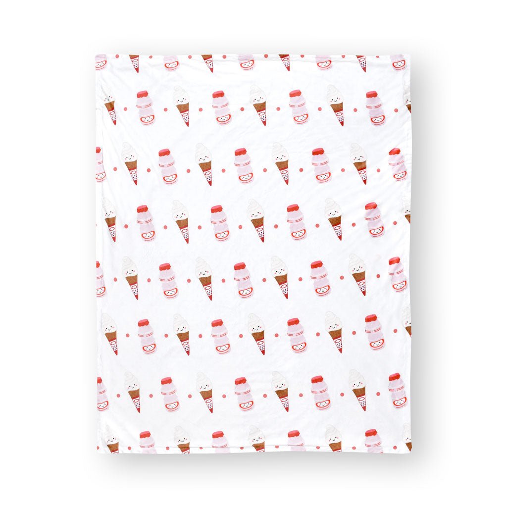 the wee bean super soft baby minky fleece blanket with yakult mr softee ice cream print