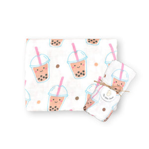 Organic Bamboo Blend Swaddle - Boba Bubble Tea - The Wee Bean