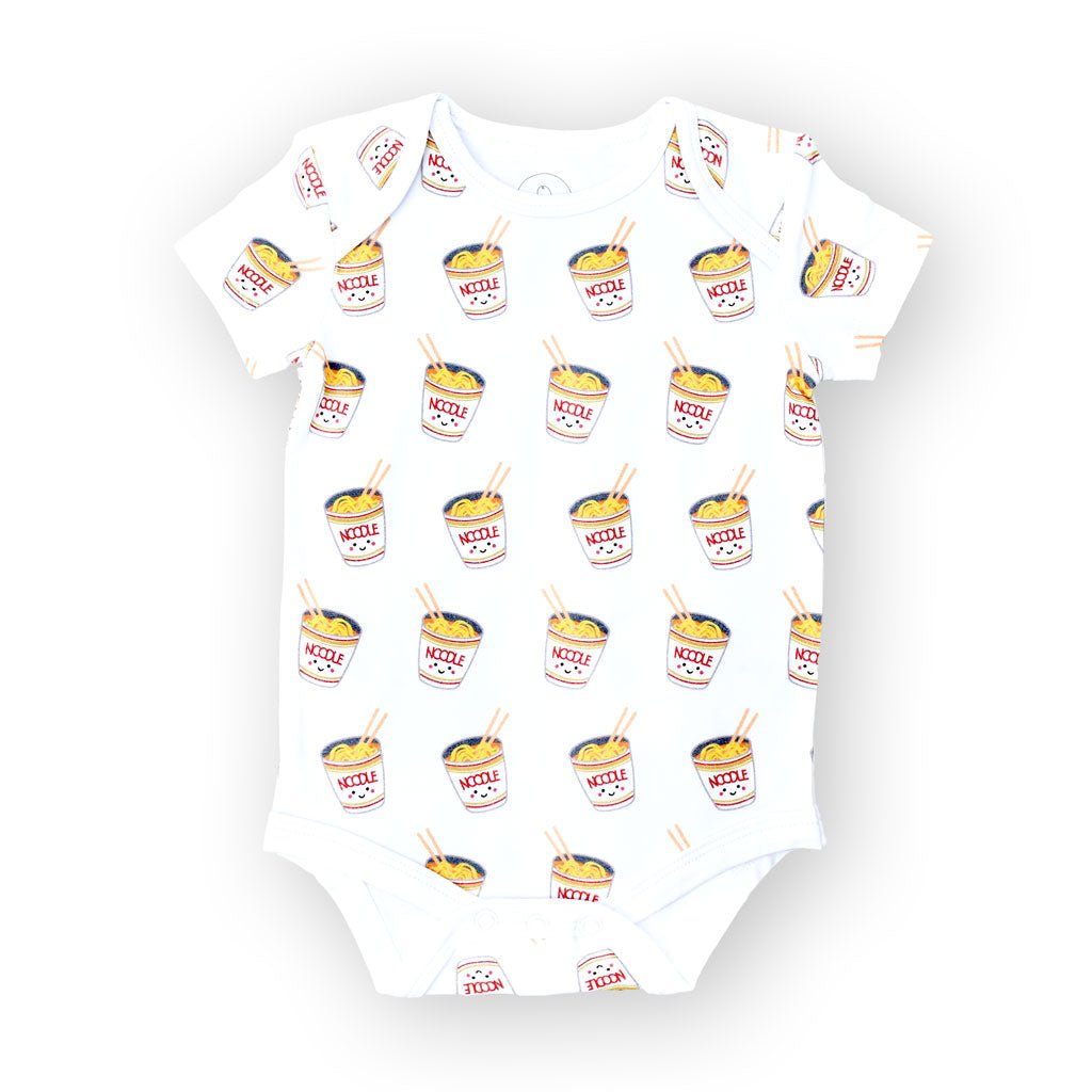 the wee bean organic cotton baby onesie bodysuit in cup noodle ramen taste of japan