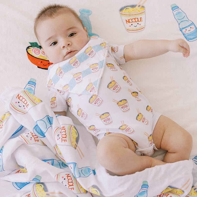 the wee bean organic cotton baby onesie bodysuit in cup noodle ramen taste of japan