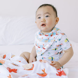 the wee bean cute asian baby in tempura bandana bib