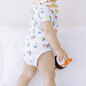 the wee bean organic cotton baby onesie bodysuit romper in sushi